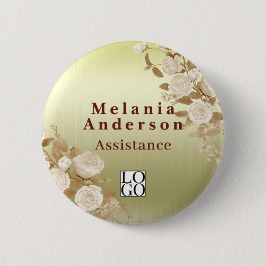 Badge Rond 5 Cm Rose Gold Élégant (Devant)