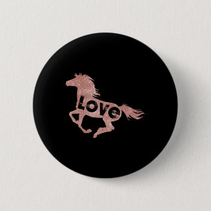 Badge Rond 5 Cm Rose Gold Horse Lover Cadeau Horseback équitation 