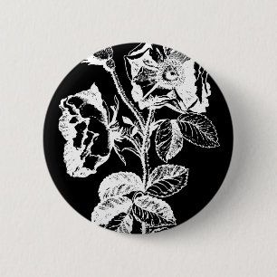 Badge Rond 5 Cm Rose gothique noire antique