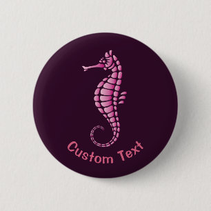 Badge Rond 5 Cm Rose hippocampe