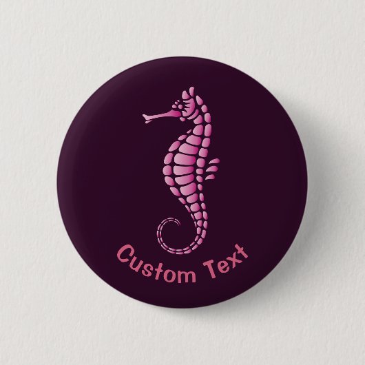 Badge Rond 5 Cm Rose hippocampe (Devant)