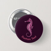 Badge Rond 5 Cm Rose hippocampe (Devant & derrière)
