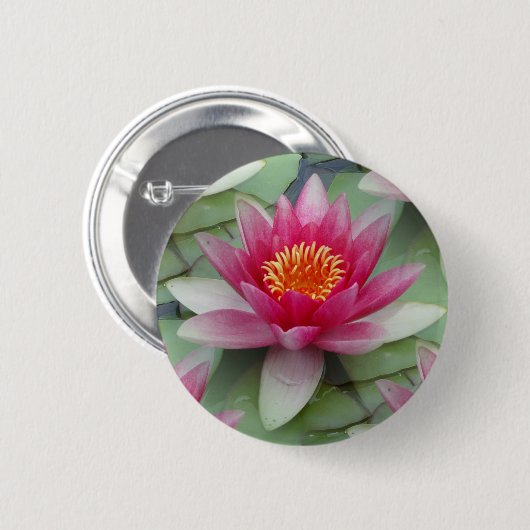 Badge Rond 5 Cm Rose Lotus Water Lily (Devant & derrière)