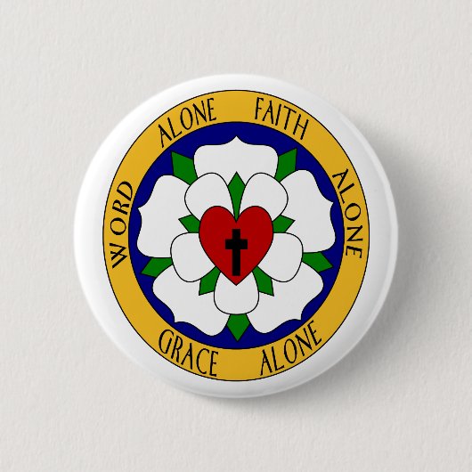 Badge Rond 5 Cm Rose Luther Blanc Et Vert (Devant)