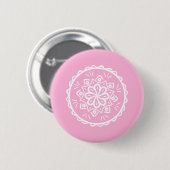 Badge Rond 5 Cm Rose Mandala (Devant & derrière)