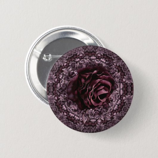 Badge Rond 5 Cm Rose Mandala (Devant & derrière)
