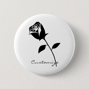 Badge Rond 5 Cm Rose noir Valentine Flower Thunder_Cove