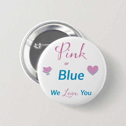 Badge Rond 5 Cm rose ou bleu (Devant & derrière)