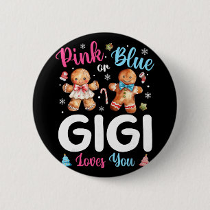 Badge Rond 5 Cm Rose ou Bleu Gigi T'aime Révélation du Sexe de Béb