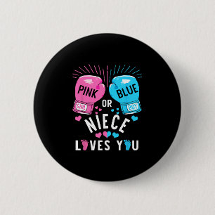 Badge Rond 5 Cm Rose Ou Bleu Niece Vous Aime Boxer Genre Révéler