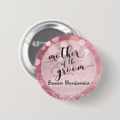 Badge Rond 5 Cm Rose Parties scintillant or Bokeh Mère de la chamb (Devant & derrière)