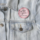 Badge Rond 5 Cm Rose Parties scintillant or Bokeh Mère de la chamb (En situation)
