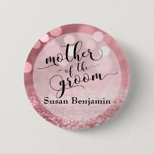 Badge Rond 5 Cm Rose Parties scintillant or Bokeh Mère de la chamb