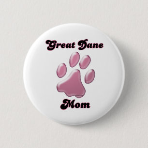 Badge Rond 5 Cm Rose Pawprint - bouton de maman de great dane
