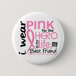 Badge Rond 5 Cm Rose pour le héros dans le cancer du sein de