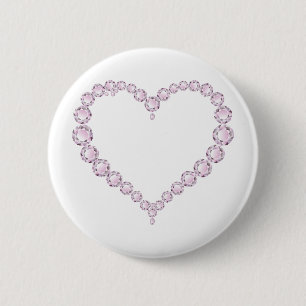 Badge Rond 5 Cm Rose Quartz Gem Heart