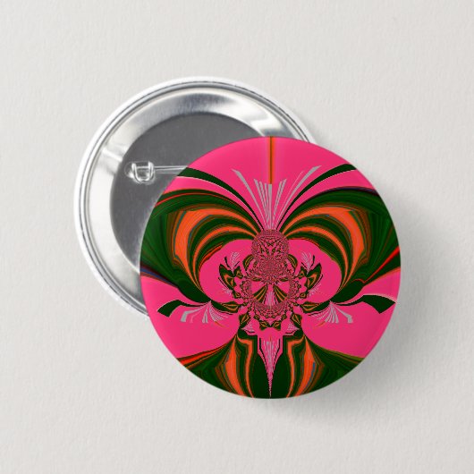 Badge Rond 5 Cm Rose rouge or vert (Devant & derrière)