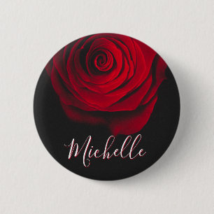 Badge Rond 5 Cm Rose rouge personnalisée photographie vintage noir
