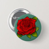 Badge Rond 5 Cm Rose rouge simple (Devant & derrière)