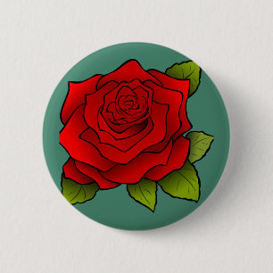 Badge Rond 5 Cm Rose rouge simple
