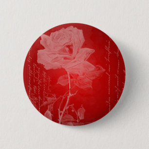 Badge Rond 5 Cm Rose rouge Valentine