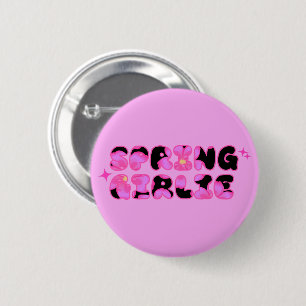 Badge Rond 5 Cm Rose Spring Girlie