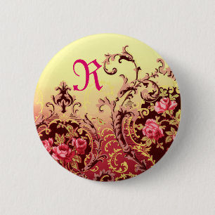 Badge Rond 5 Cm Rose victorien élégant à fleurs vintage