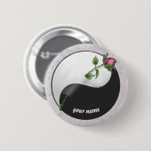 Badge Rond 5 Cm Rose Yin Yang bouton Mariage, (Devant & derrière)
