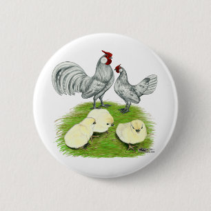 Badge Rond 5 Cm Rosecomb naine et poussins