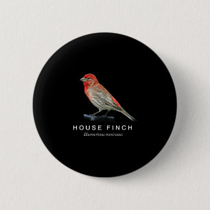Badge Rond 5 Cm Roselin familier ornithologie graphique rouge oise