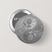 Badge Rond 5 Cm Roses de Yin Yang d'acier inoxydable (Devant & derrière)