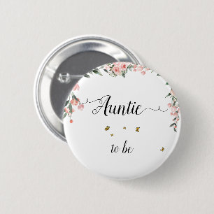 Badge Rond 5 Cm Roses et papillons aquarelle rose tante-à-venir