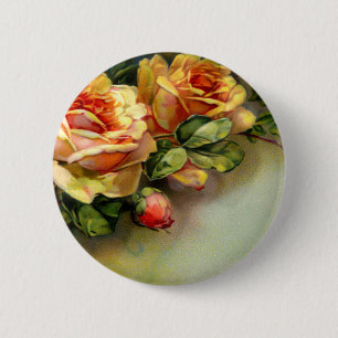Badge Rond 5 Cm Roses jaunes