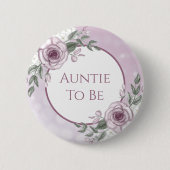 Badge Rond 5 Cm Roses mauves, Tante à être, Baby shower (Devant)