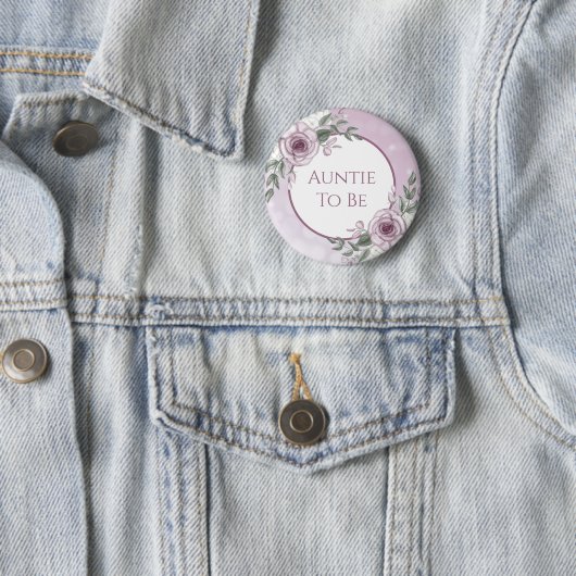 Badge Rond 5 Cm Roses mauves, Tante à être, Baby shower (En situation)