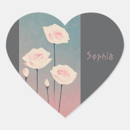 Badge Rond 5 Cm Roses, personalized Hart Sticker