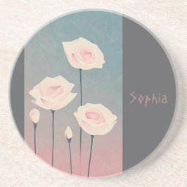 Badge Rond 5 Cm Roses, personalized Zandsteen Onderzetter