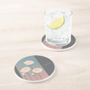 Badge Rond 5 Cm Roses, personalized Zandsteen Onderzetter
