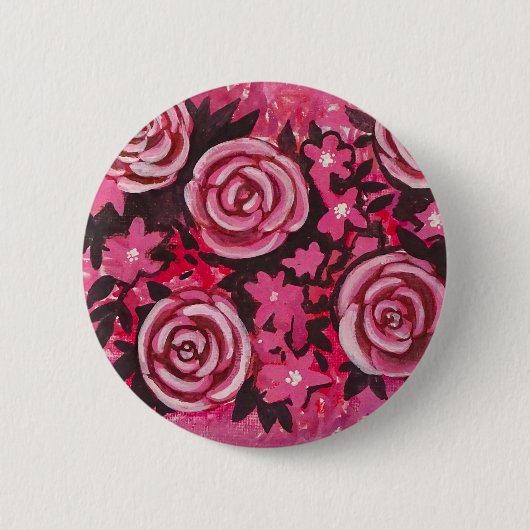 Badge Rond 5 Cm Roses roses peignant l'insigne (Devant)