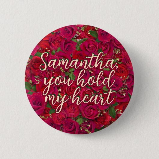 Badge Rond 5 Cm Roses rouges de la Saint-Valentin avec message per (Devant)