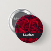 Badge Rond 5 Cm Roses rouges fraîches (Devant & derrière)