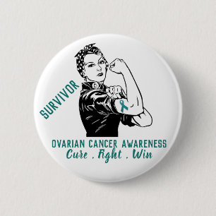 Badge Rond 5 Cm Rosie combat le survivant du cancer de l'ovaire