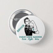 Badge Rond 5 Cm Rosie combat le survivant du cancer de l'ovaire (Devant & derrière)