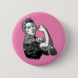 Badge Rond 5 Cm Rosie-Le-Riveter Graphique Féministe De Ligne-Art