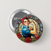 Badge Rond 5 Cm Rosie the Riveter (Devant & derrière)