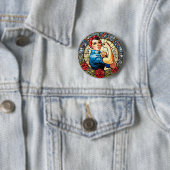 Badge Rond 5 Cm Rosie the Riveter (En situation)