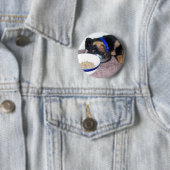 Badge Rond 5 Cm rottweiler à tête blanche. (En situation)