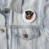 Badge Rond 5 Cm Rottweiler éclatant (En situation)