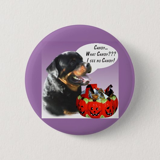 Badge Rond 5 Cm Rottweiler Halloween Candy (Devant)