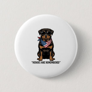 Badge Rond 5 Cm Rottweiler Patriotique Chien Héros Design Vintage_